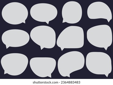 Establece burbujas de voz en el fondo negro. caja de chat o chat vector cuadrado y doodle mensaje o icono de comunicación Nube hablando por historietas y diálogo de mensajes mínimo