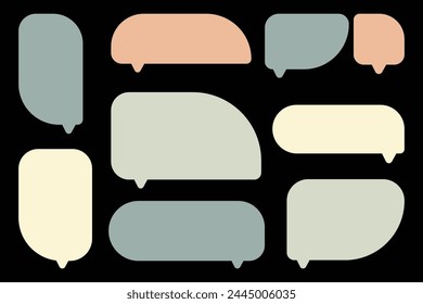 Set speech bubbles on black background. chat box or chat vector square and doodle message or communication icon Cloud speaking for comics and minimal message dialog