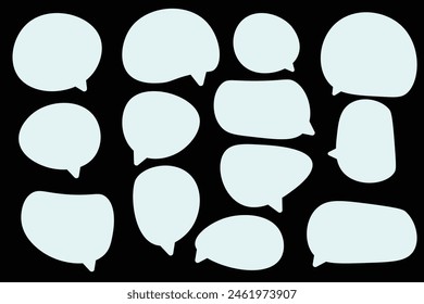 Set speech bubbles on black background. chat box or chat vector square and doodle message or communication icon Cloud speaking for comics and minimal message dialog