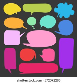Set of speech bubbles on black background