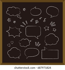 Set of speech bubbles on blackboard, vector eps10 illustration