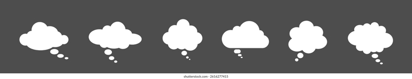A set of speech bubbles on a dark background background. A chat window for commenting on messages. White clouds. Vector EPS 10.
