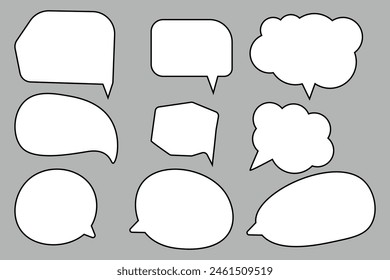 Set speech bubbles on gray background. chat box or chat vector square and doodle message or communication icon Cloud speaking for comics and minimal message dialog