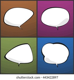 Set of Speech Bubbles on Pop Art  Background with Dots ,Retro Style, Vector Illustration