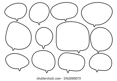 Set speech bubbles on a white background, vector speaking or talk bubble , icon text or communication,comic oval doddle frame