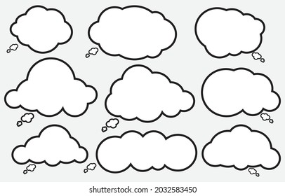 Set speech bubbles on white background. chat box or chat vector doodle message or communication icon Cloud speaking for comics and minimal message dialog