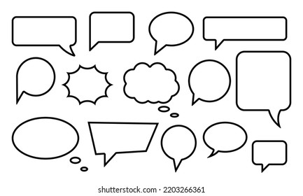 Set of speech bubbles on white background. Blank white speech bubbles. Symbol think, chat, dialog. 