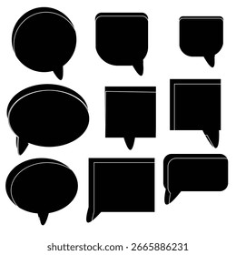 Set speech bubbles on white background. chat box or chat vector square and doodle message or communication icon Cloud speaking for comics and minimal message dialog EPS 10