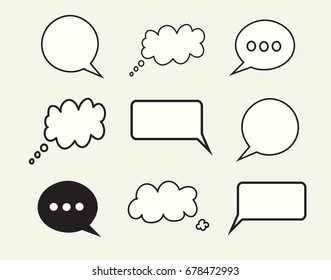 Set of Speech Bubbles on White Background. 