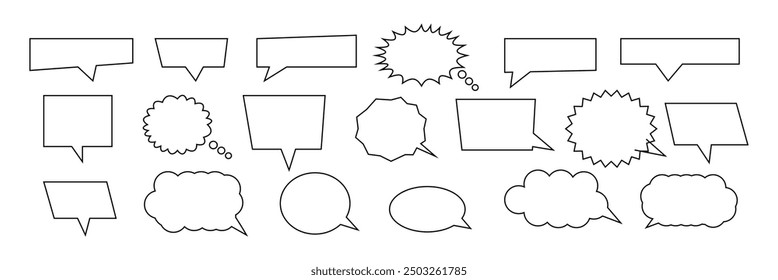 Set of Speech Bubbles Outlined Circle. Speech bubble, speech balloon, chat bubble line art icon for apps and websites.