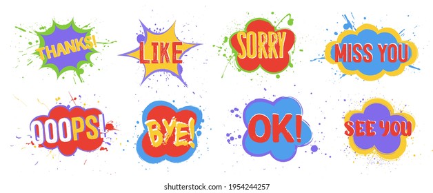 Set of Speech Bubbles, paint street art design vector illustration