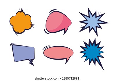 set of speech bubbles pop art style