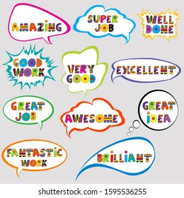 Set of speech bubbles with positive slogans