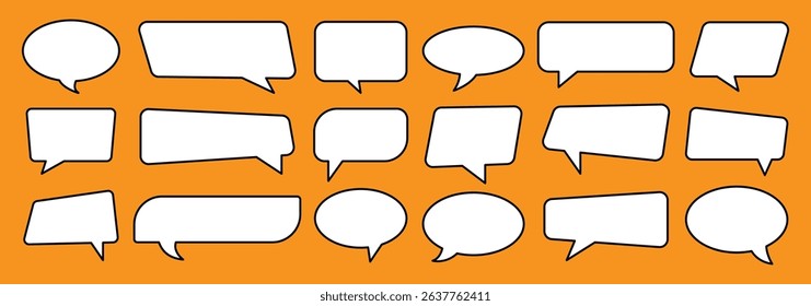 Set of speech bubbles. Quote box frame. Big and small doodle chat clouds. Dialogue, discussion, message, thoughts comic vector collection. Vector illustration