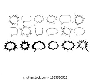 set of speech bubbles. Retro comic speech bubble set with black halftone shadow. Vintage design, pop art style