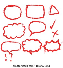 set of speech bubbles and signs with paint brush.