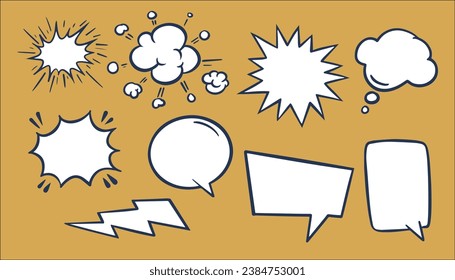 Set of speech bubbles simple Vector whiteboard illustration