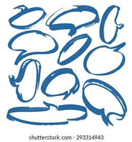 Set of Speech Bubbles Sketch style hand drawn doodles - highlighter, marker. Vector illustration.