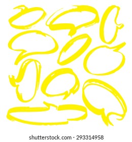 Set of Speech Bubbles Sketch style hand drawn doodles - highlighter, marker. Vector illustration.