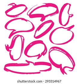 Set of Speech Bubbles Sketch style hand drawn doodles - highlighter, marker. Vector illustration.