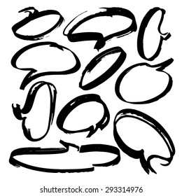 Set of Speech Bubbles Sketch style hand drawn doodles - highlighter, marker. Vector illustration.