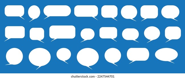 Set of speech bubbles. Speak bubble text, cartoon chatting box, message box. Blank empty vector white speech bubbles. Cartoon balloon word design.