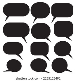 Set of speech bubbles. Speak bubble text, cartoon chatting box, message box. Blank empty vector white speech bubbles. Cartoon balloon word design.