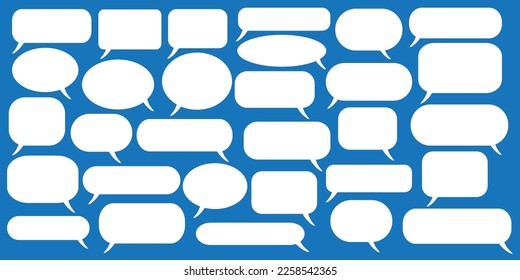 Set of speech bubbles. Speak bubble text, cartoon chatting box, message box. Blank empty vector white speech bubbles. Cartoon balloon word design.