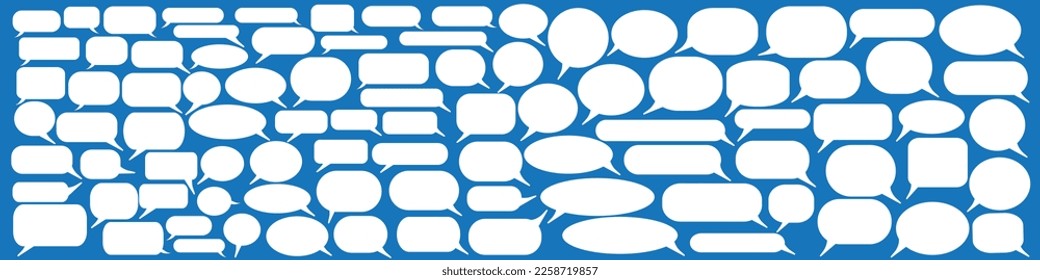 Set of speech bubbles. Speak bubble text, cartoon chatting box, message box. Blank empty vector white speech bubbles. Cartoon balloon word design.