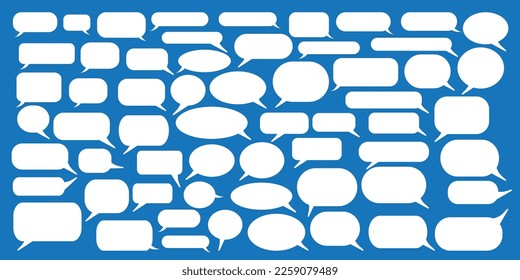 Set of speech bubbles. Speak bubble text, cartoon chatting box, message box. Blank empty vector white speech bubbles. Cartoon balloon word design.