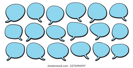 Set of speech bubbles. Speak bubble text, cartoon chatting box, message box. Blank empty vector white speech bubbles. Cartoon balloon word design.