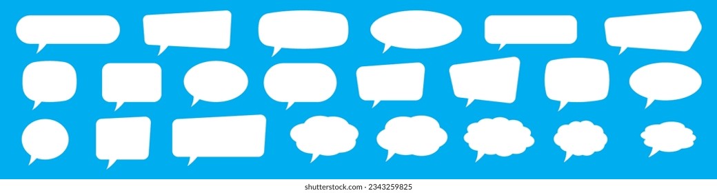 Set of speech bubbles. Speak bubble text, cartoon chatting box, message box. Blank empty vector white speech bubbles. Cartoon balloon word design.