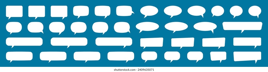 Set of speech bubbles. Speak bubble text, cartoon chatting box, message box. Blank empty white speech bubbles.