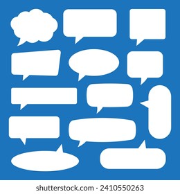 Set of speech bubbles. Speak bubble text, cartoon chatting box, message box. Blank empty white speech bubbles.