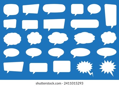 Set of speech bubbles. Speak bubble text, cartoon chatting box, message box. Blank empty white speech bubbles.