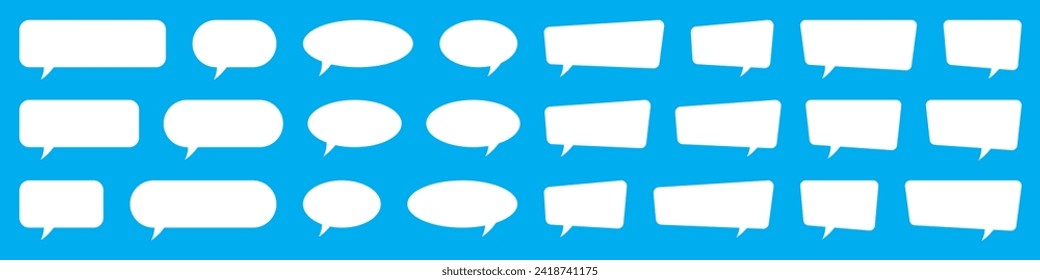 Set of speech bubbles. Speak bubble text, cartoon chatting box, message box. Blank empty white speech bubbles.