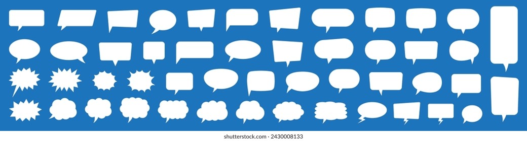 Set of speech bubbles. Speak bubble text, cartoon chatting box, message box. Blank empty white speech bubbles.