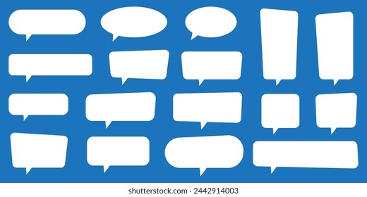 Set of speech bubbles. Speak bubble text, cartoon chatting box, message box. Blank empty white speech bubbles.