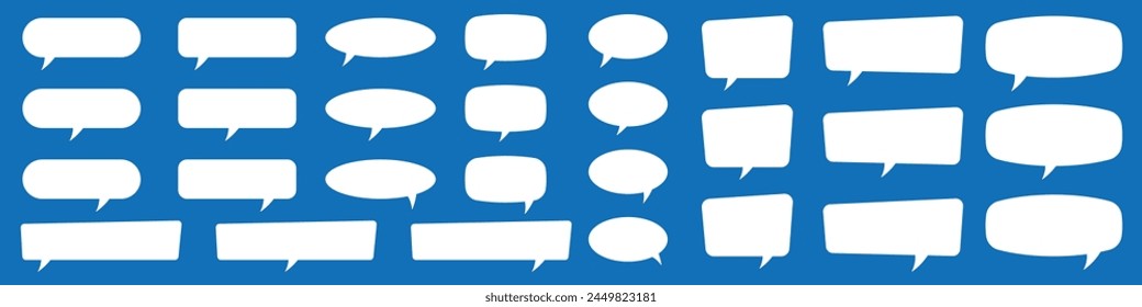 Set of speech bubbles. Speak bubble text, cartoon chatting box, message box. Blank empty white speech bubbles.