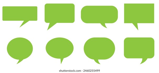 Set of speech bubbles. Speak bubble text, cartoon chatting box, message box. Blank empty vector greenspeech bubbles. Cartoon balloon word design.