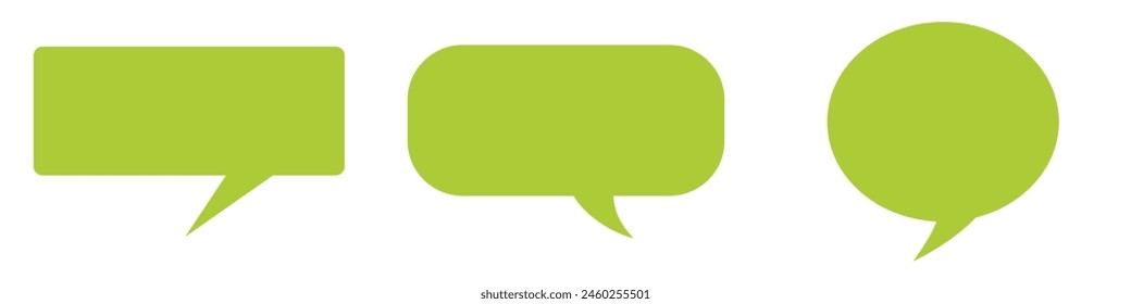 Set of speech bubbles. Speak bubble text, cartoon chatting box, message box. Blank empty vector greenspeech bubbles. Cartoon balloon word design.