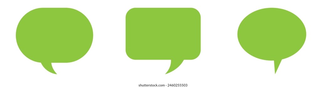 Set of speech bubbles. Speak bubble text, cartoon chatting box, message box. Blank empty vector greenspeech bubbles. Cartoon balloon word design.