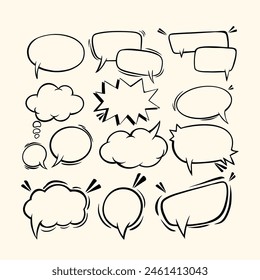 Set of speech bubbles. Speak bubble text, cartoon chatting box, message box. Blank empty vector white speech bubbles. Cartoon balloon word design.