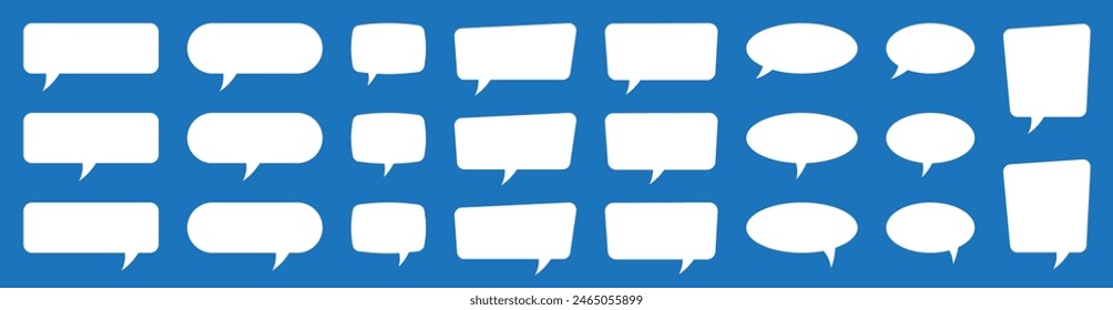 Set of speech bubbles. Speak bubble text, cartoon chatting box, message box. Blank empty white speech bubbles.