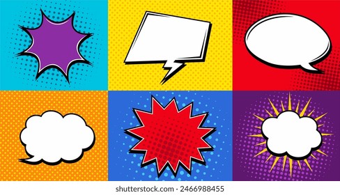 Set of speech bubbles. Speak bubble text, cartoon chatting box, message box. Blank empty vector speech bubbles. Cartoon balloon word design.