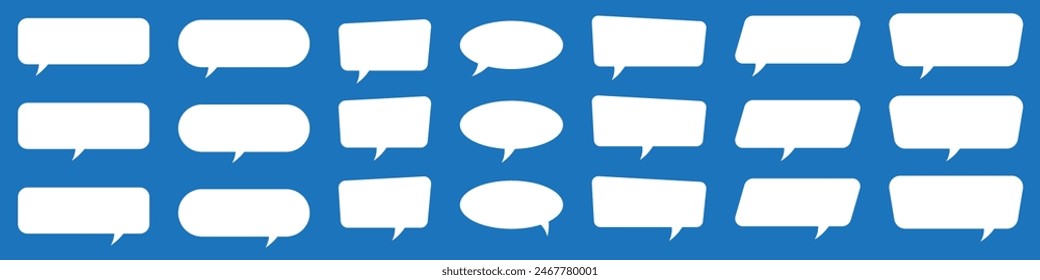 Set of speech bubbles. Speak bubble text, cartoon chatting box, message box. Blank empty white speech bubbles.