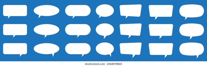 Set of speech bubbles. Speak bubble text, cartoon chatting box, message box. Blank empty white speech bubbles.