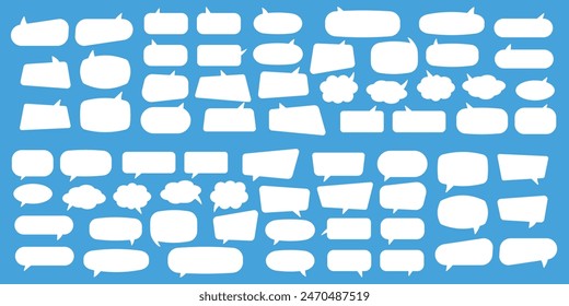 Set of speech bubbles. Speak bubble text, cartoon chatting box, message box. Blank empty vector white speech bubbles. Cartoon balloon word design black. 
