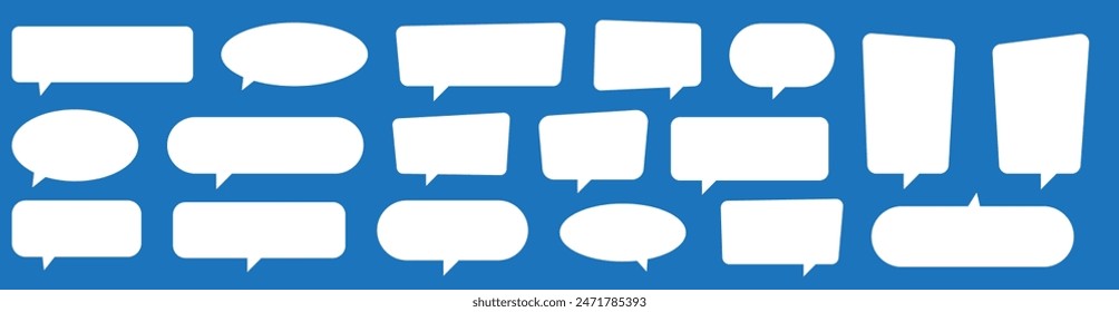 Set of speech bubbles. Speak bubble text, cartoon chatting box, message box. Blank empty white speech bubbles.