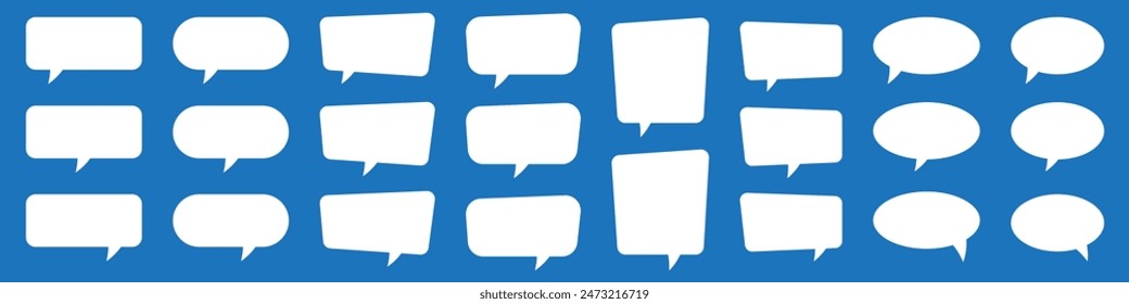 Set of speech bubbles. Speak bubble text, cartoon chatting box, message box. Blank empty white speech bubbles.